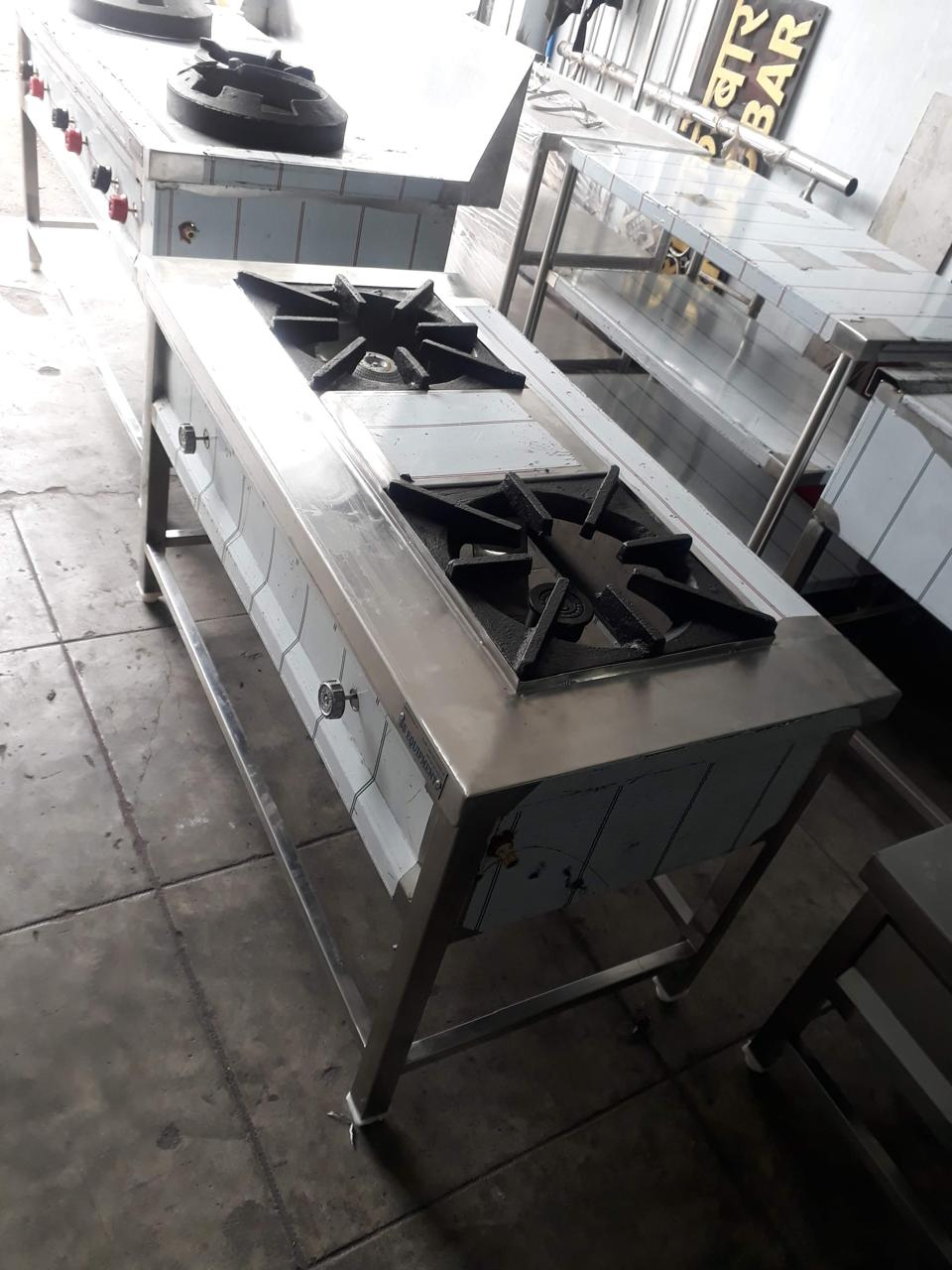 Two Burner Indian Gas Stove — stainless steel commercial range