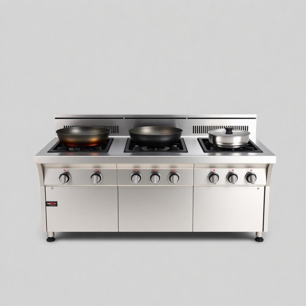 Three Burner Chinese With 2 Stock Pot