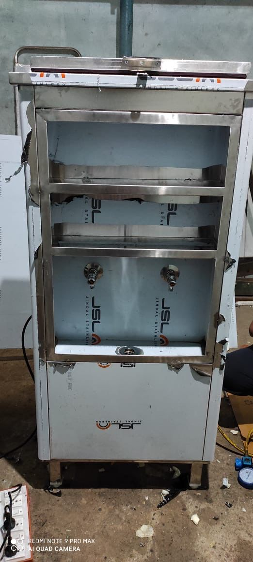 Water Cooler — stainless steel commercial water cooler with storage cabinet