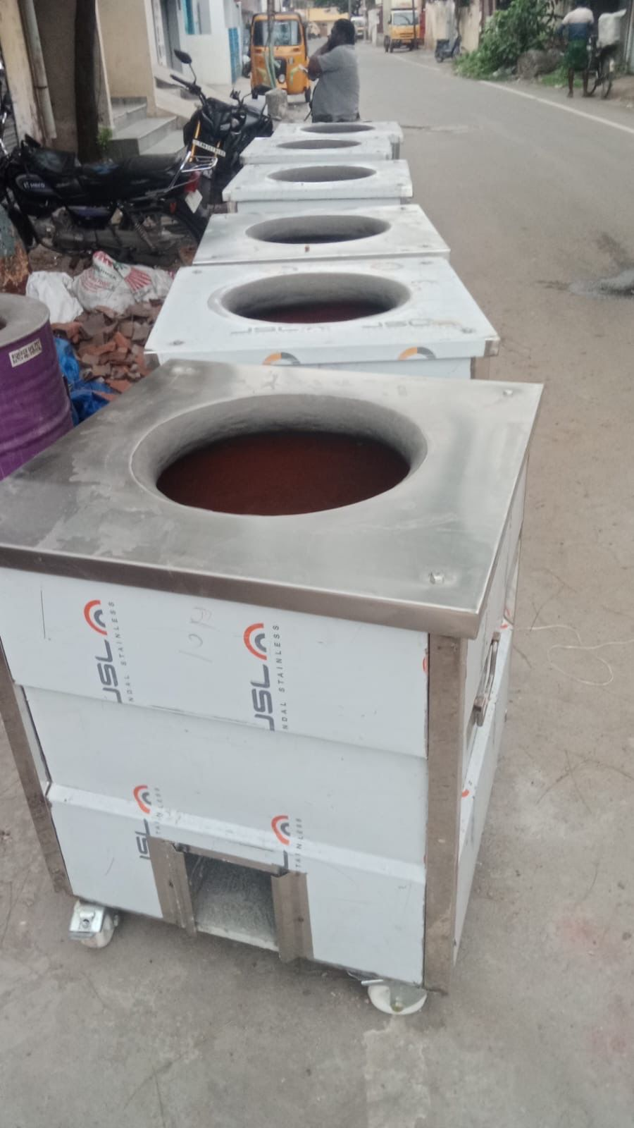Tandoori Setup — commercial clay oven station with stainless steel frame