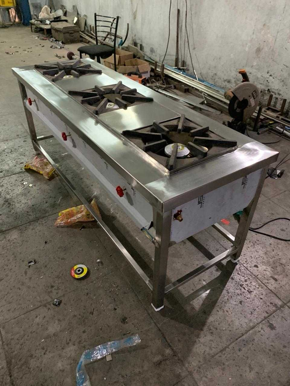 3 Burner Indian Stove — heavy-duty stainless steel cooking range