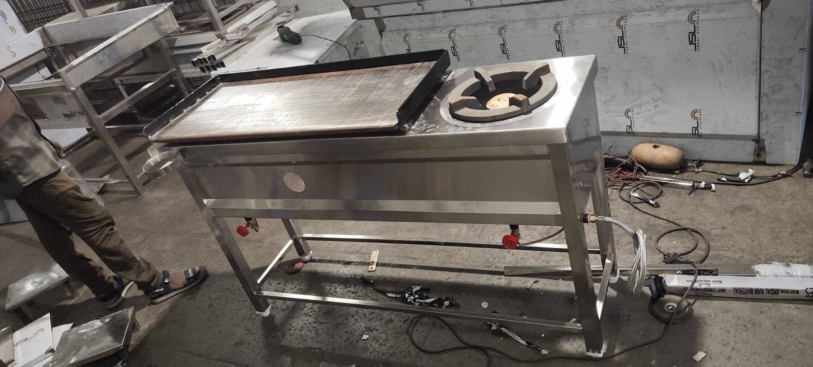 Dosa Griddle with Single Burner — combo stainless steel cooking unit